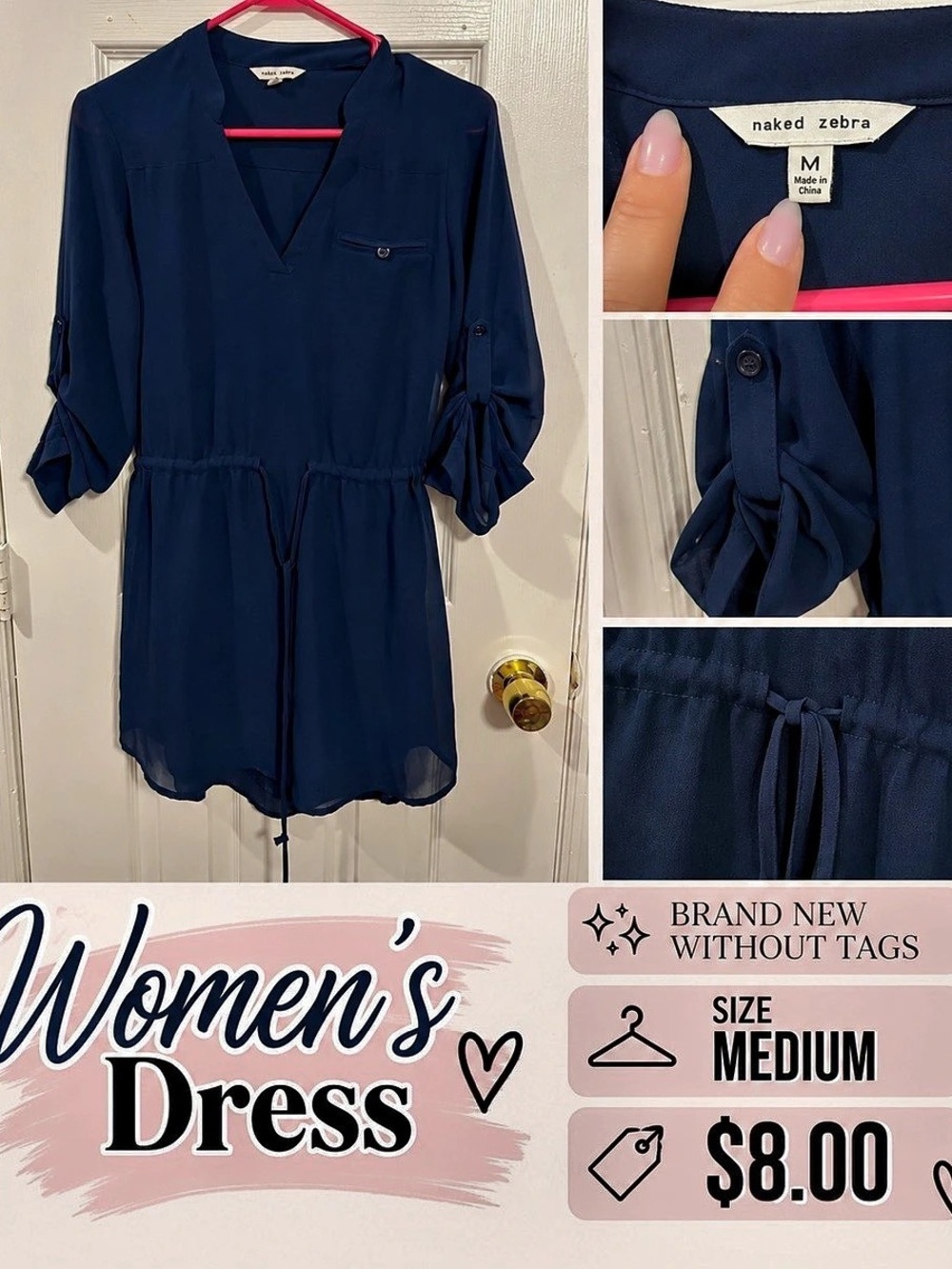naked zebra Mini Dress in Blue Size Medium NWT